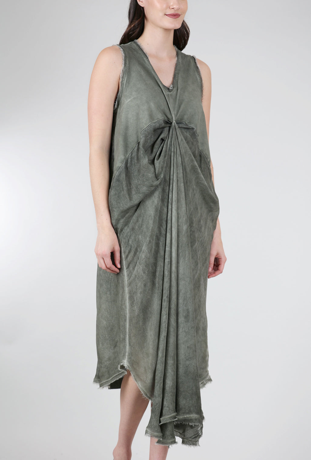 Sanctamuerte Empire Drape Dress, Olive 