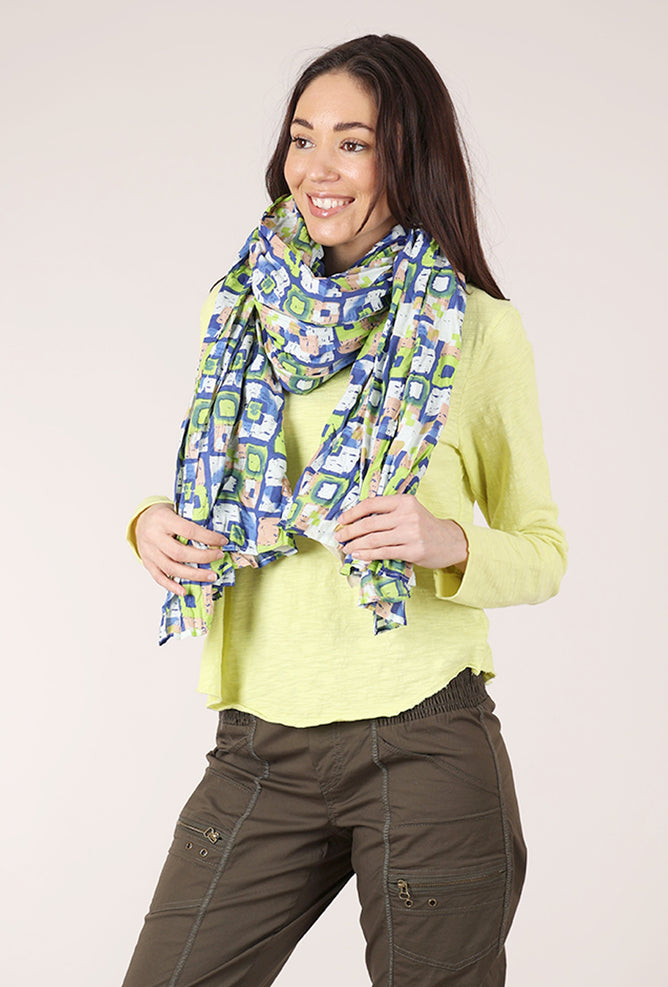 Dress Addict Pareo Scarf, Lime/Cobalt 