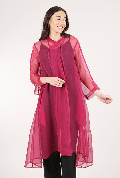 Grizas Sheer Silk Choga, Raspberry 