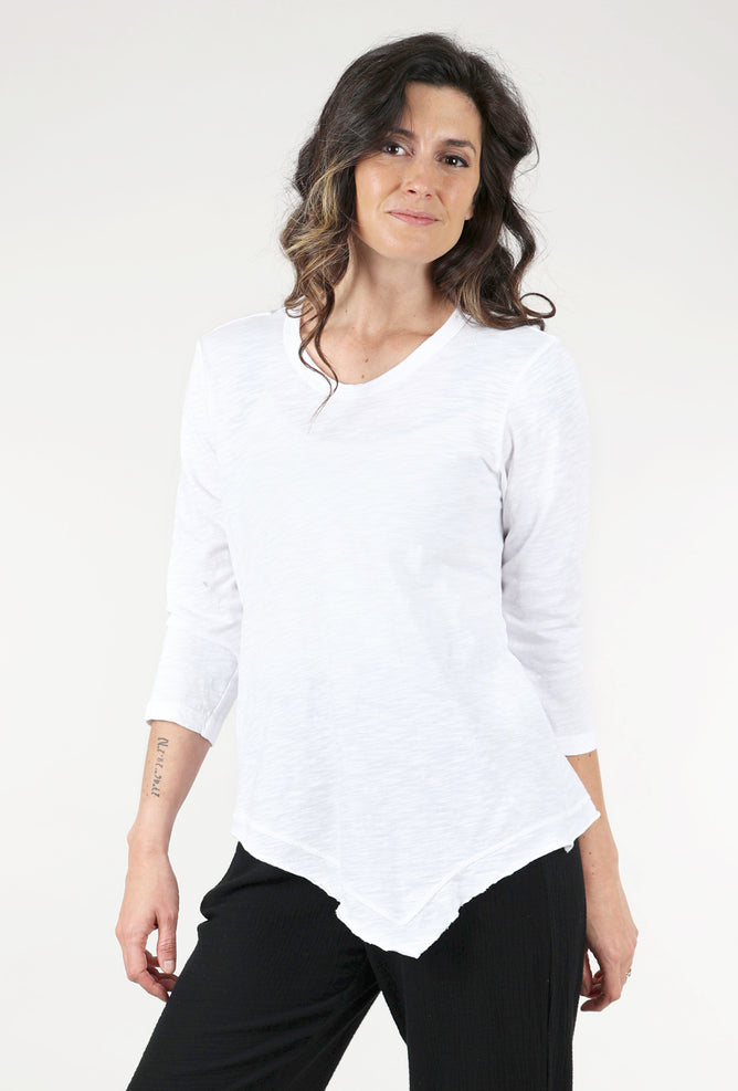 Wilt Slant Hem 3/4-Sleeve Tunic, White 