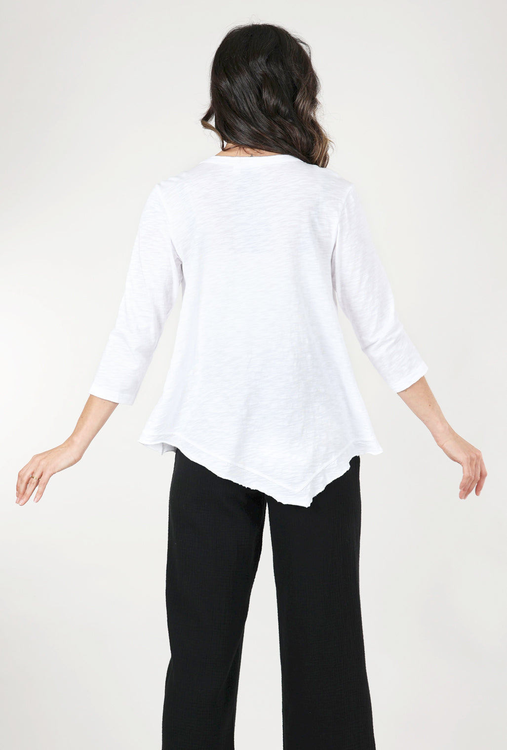 Wilt Slant Hem 3/4-Sleeve Tunic, White 