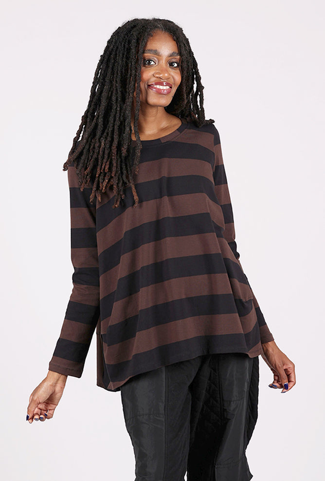 Alembika Vivid Stripe T-Shirt, Brown/Black 