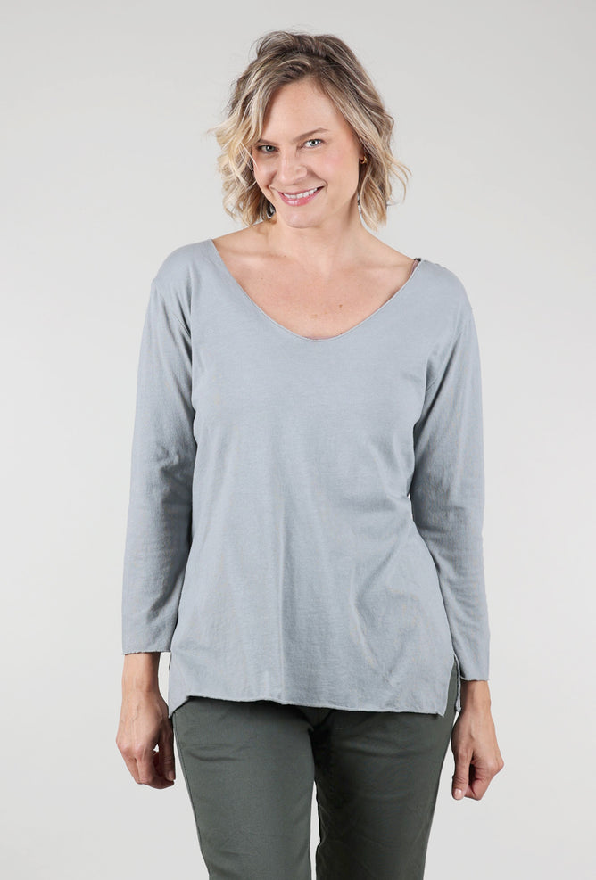 Suzy D London Janey Raw Edge Tee, Dove Gray 