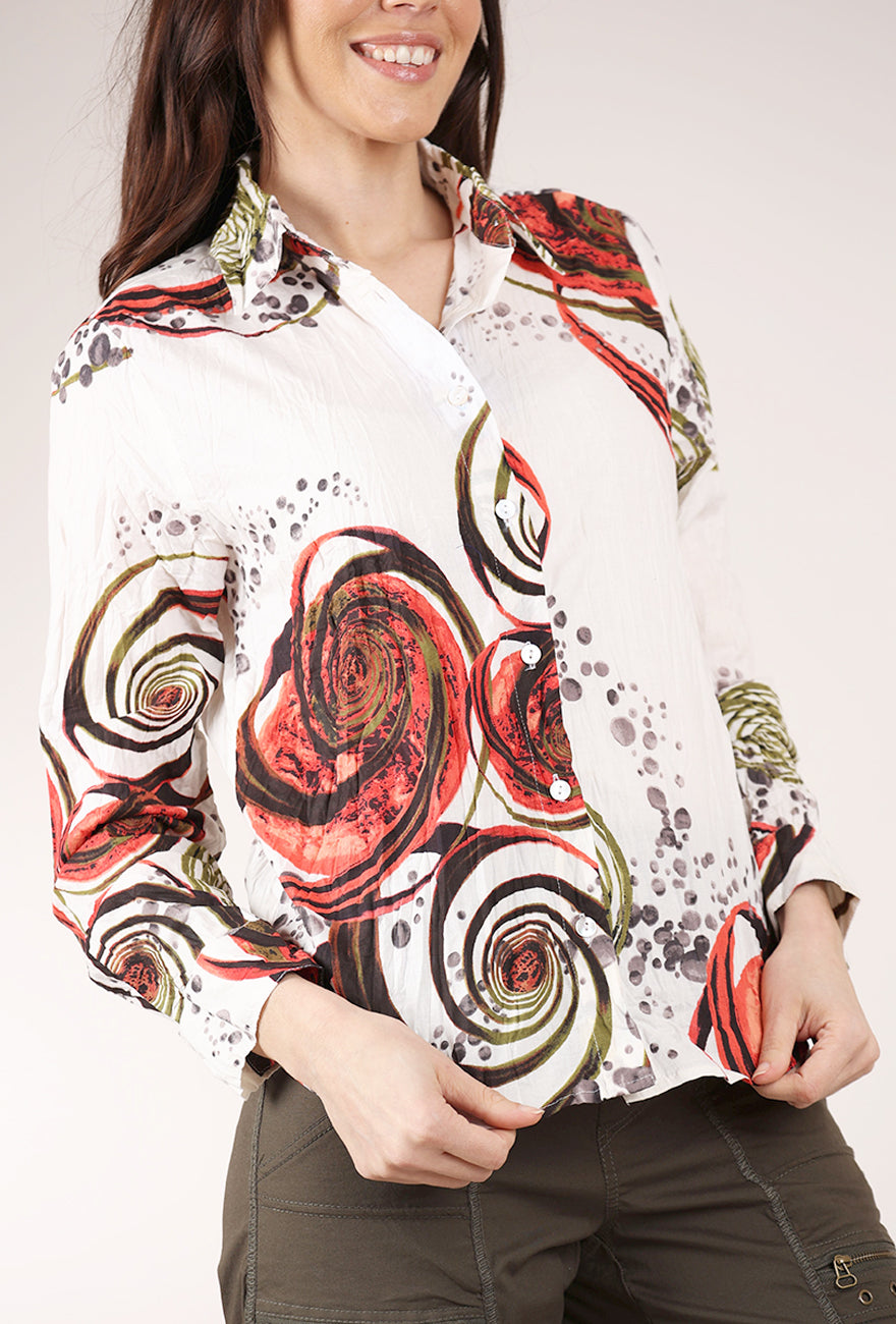 Dress Addict Jor Shirt, White/Olive/Rose 