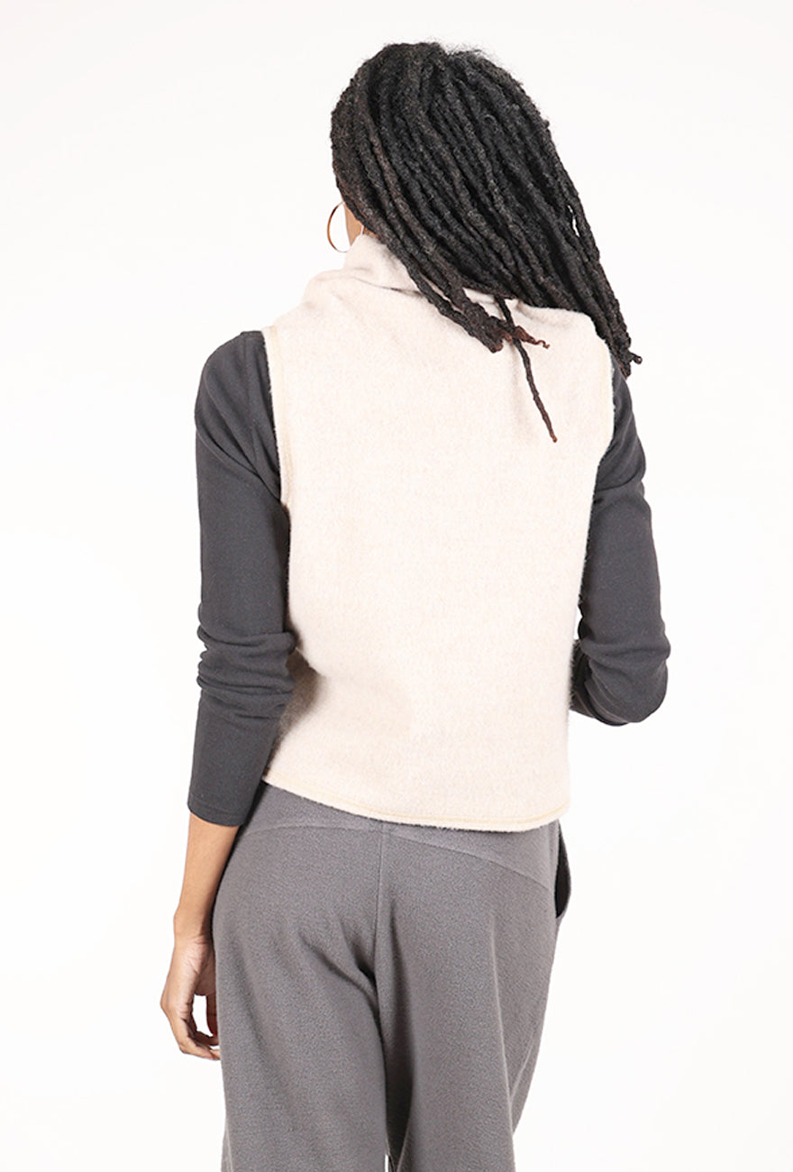 By Basics Brushed Wool Funnel Vest, Sand Melange 
