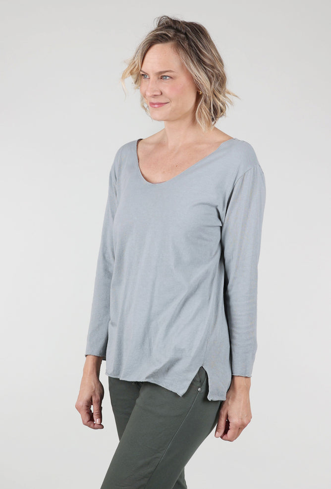 Suzy D London Janey Raw Edge Tee, Dove Gray 