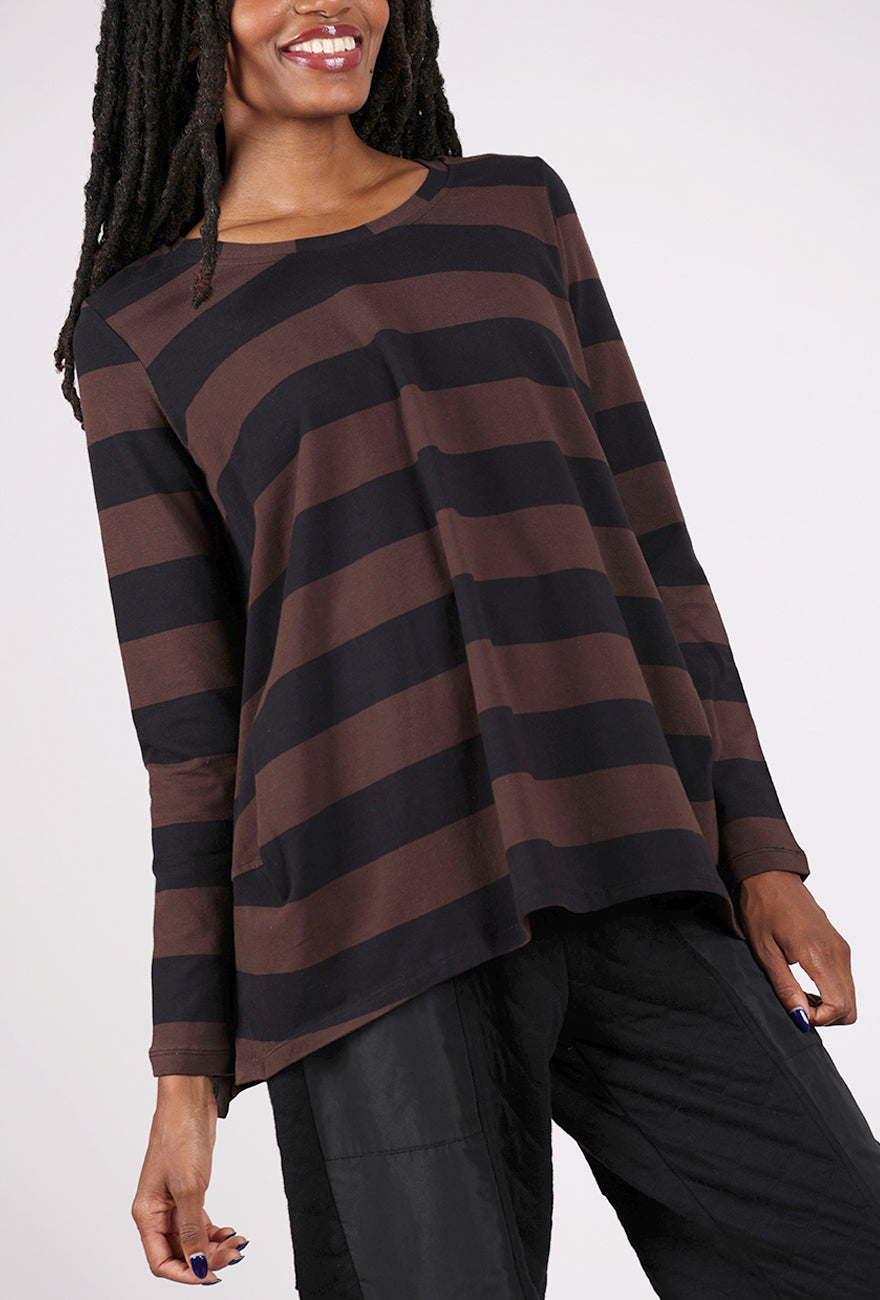 Alembika Vivid Stripe T-Shirt, Brown/Black 