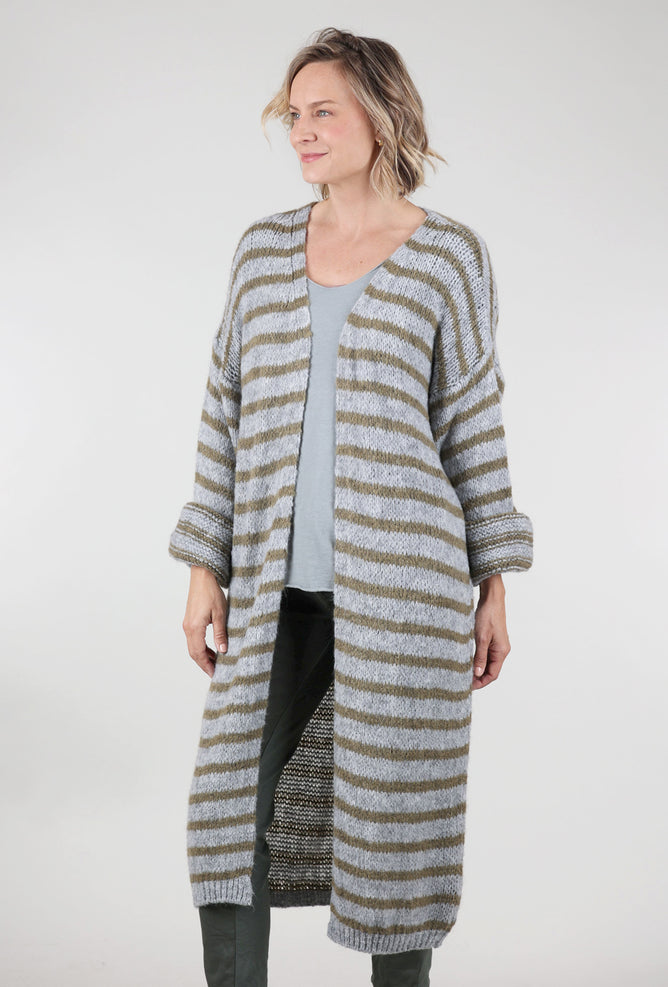 Suzy D London Flo Long Cardie, Gray/Moss One Size Gray