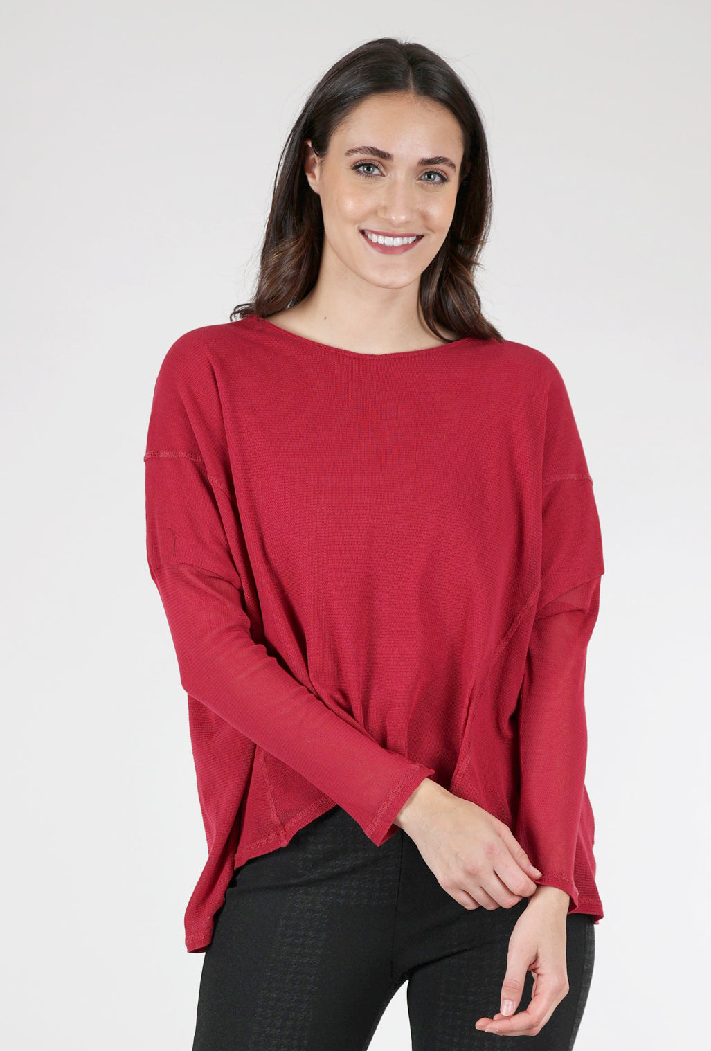 Porto Mesh Belize Top, Garnet 