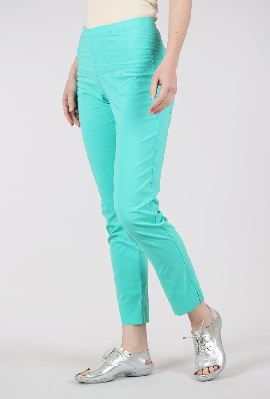 Rundholz Cotton Linen Twill Slim Pant, Aqua 