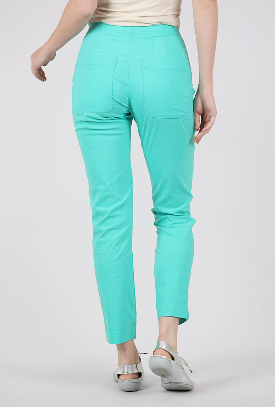 Rundholz Cotton Linen Twill Slim Pant, Aqua 