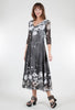 Komarov Lace Sleeve Charmeuse Dress, Black Opium 