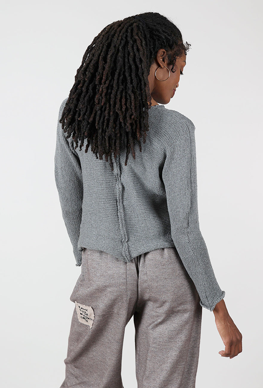 Paper Temples Helen Reverse-Stitch Pullover, Gray 