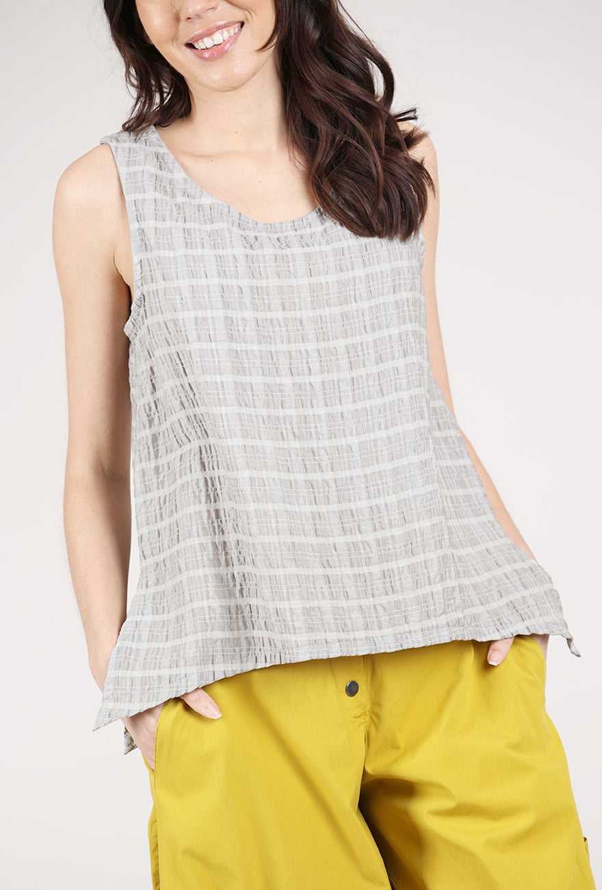 Eleven Stitch Windowpane Gail Tank, Moon Rock 