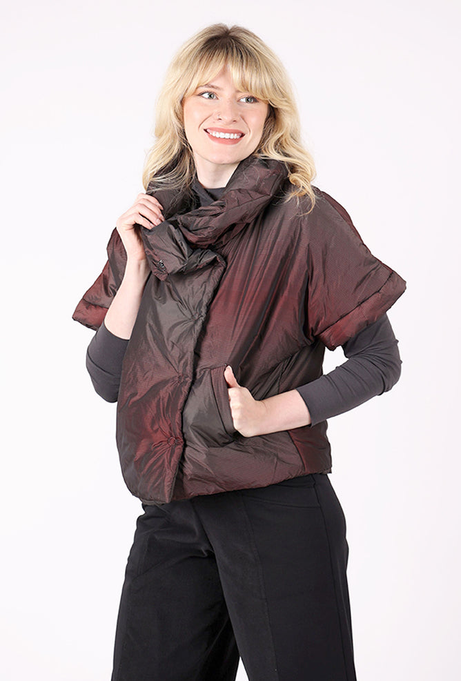 Luukaa Stela S/S Funnel Puffer Jacket, Mulberry 
