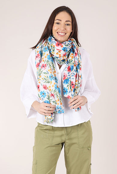 Dress Addict Pareo Scarf, White/Blue 