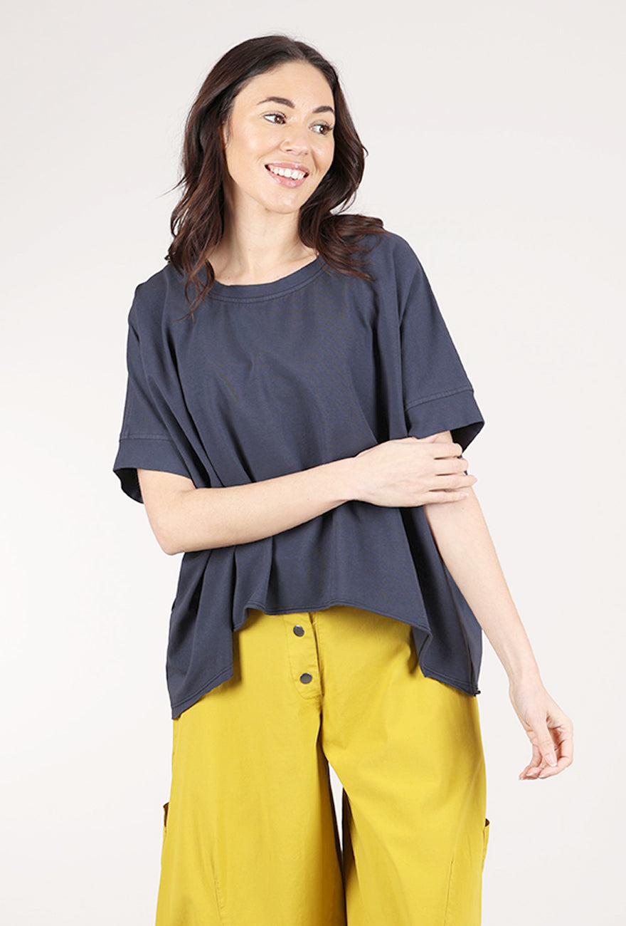 Eleven Stitch Popover Knit Boxy Tee, Black Pearl 