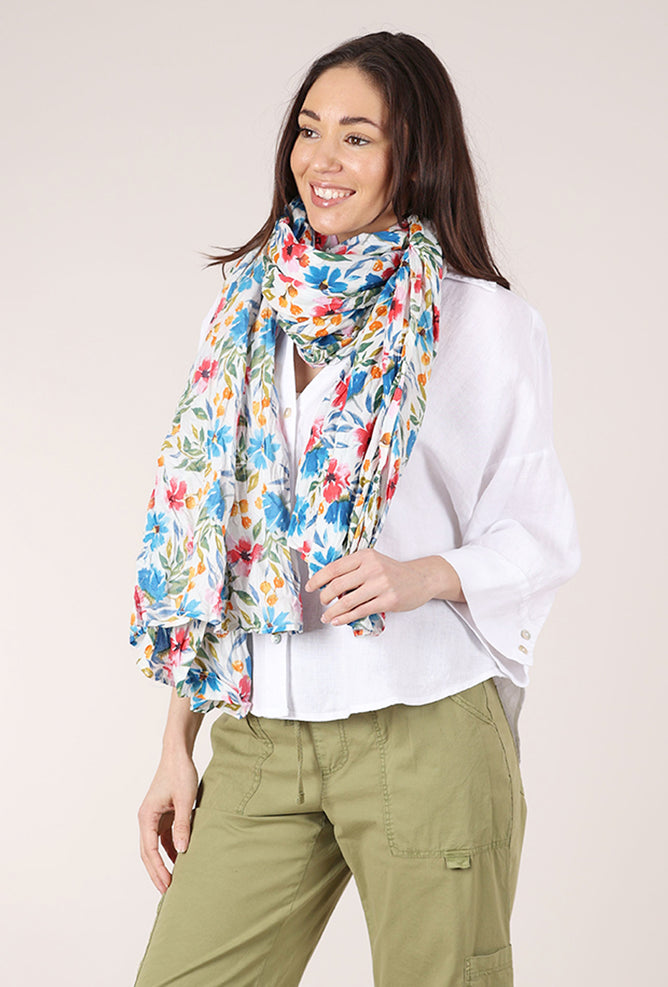 Dress Addict Pareo Scarf, White/Blue 