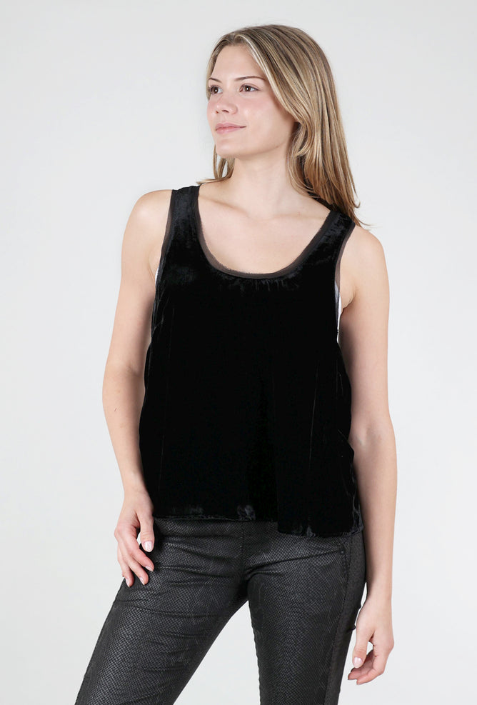 Mystree Velvet Swing Tank, Black 