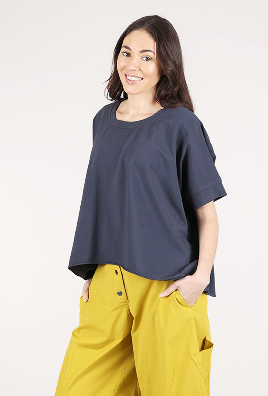 Eleven Stitch Popover Knit Boxy Tee, Black Pearl 