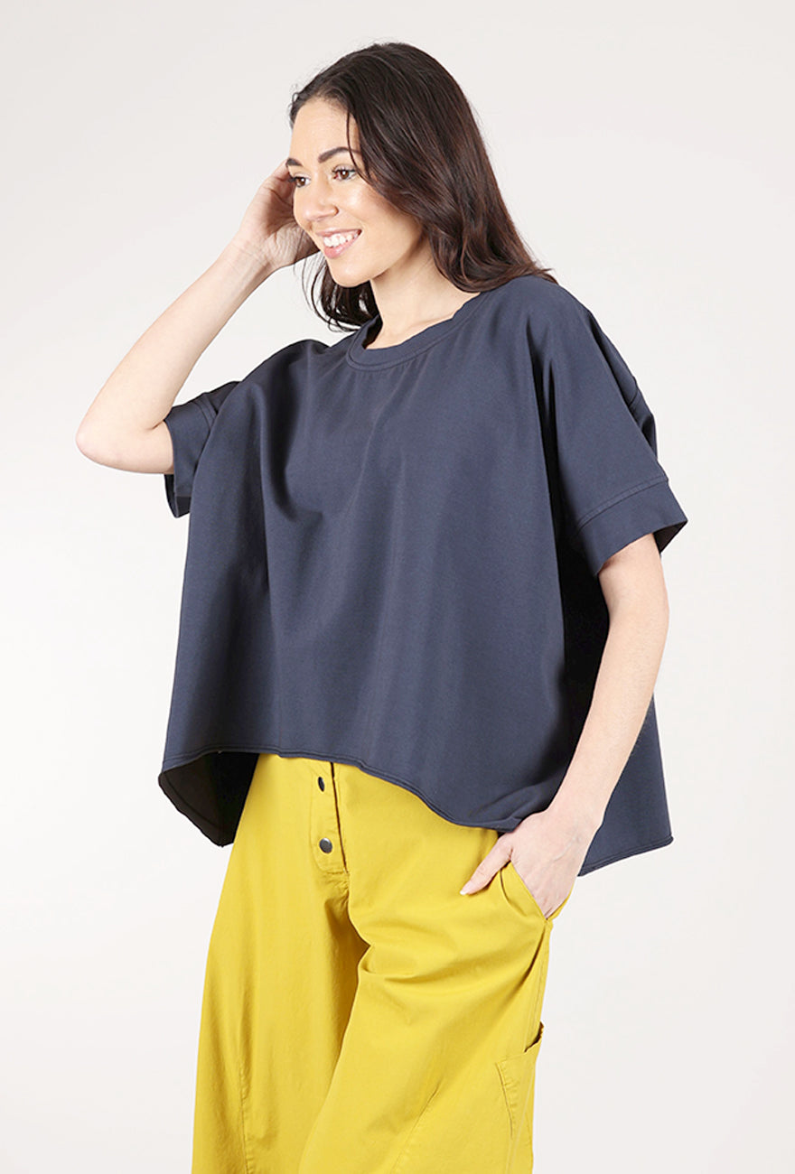 Eleven Stitch Popover Knit Boxy Tee, Black Pearl 