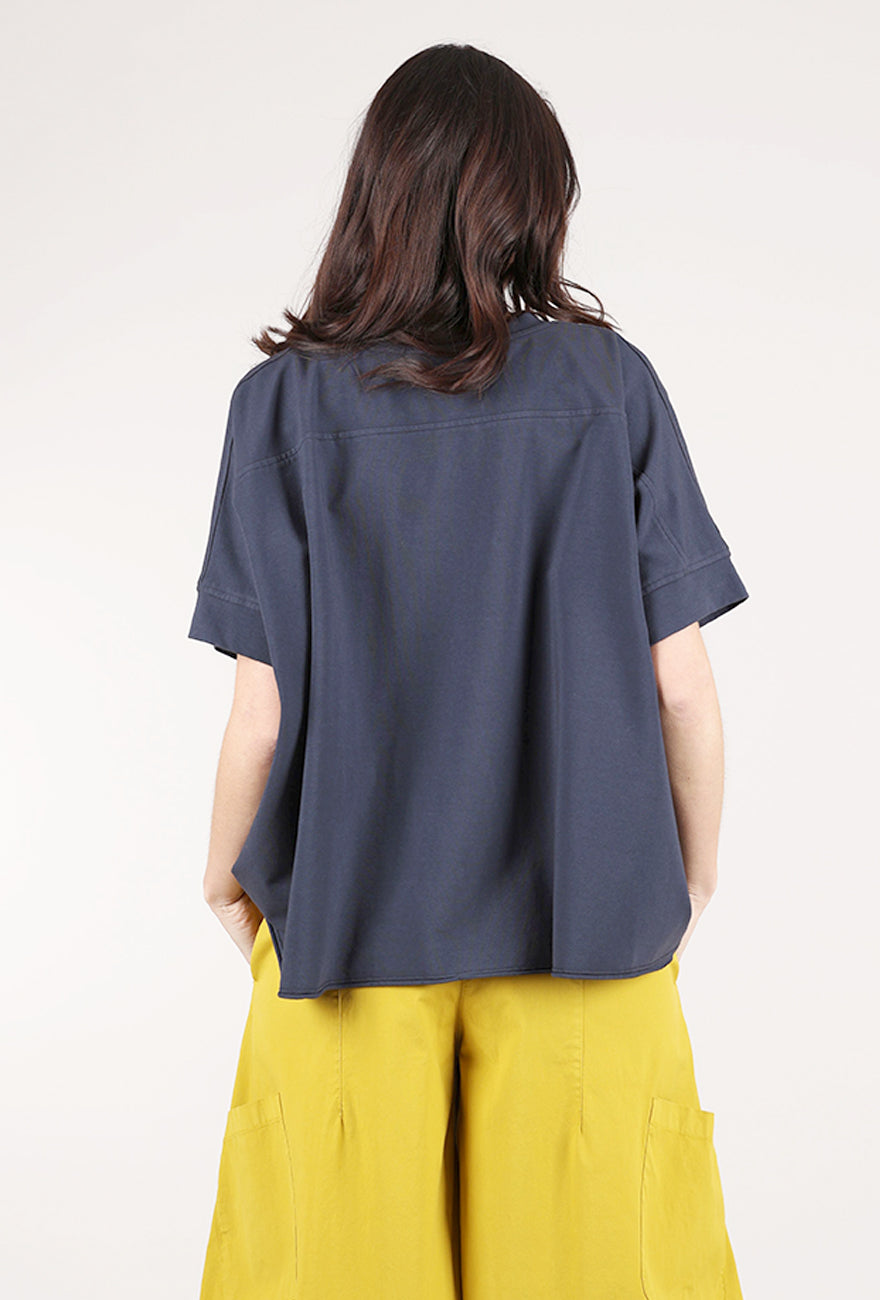 Eleven Stitch Popover Knit Boxy Tee, Black Pearl 