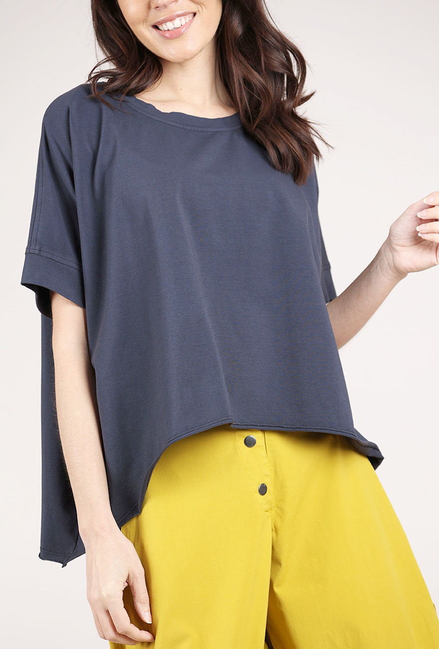 Eleven Stitch Popover Knit Boxy Tee, Black Pearl 