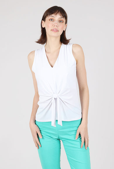 Clara Sun Woo V-Neck Tie Shell, White 