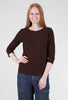 Cut Loose Frayed Stripe Boatneck Tee, Mahogany 