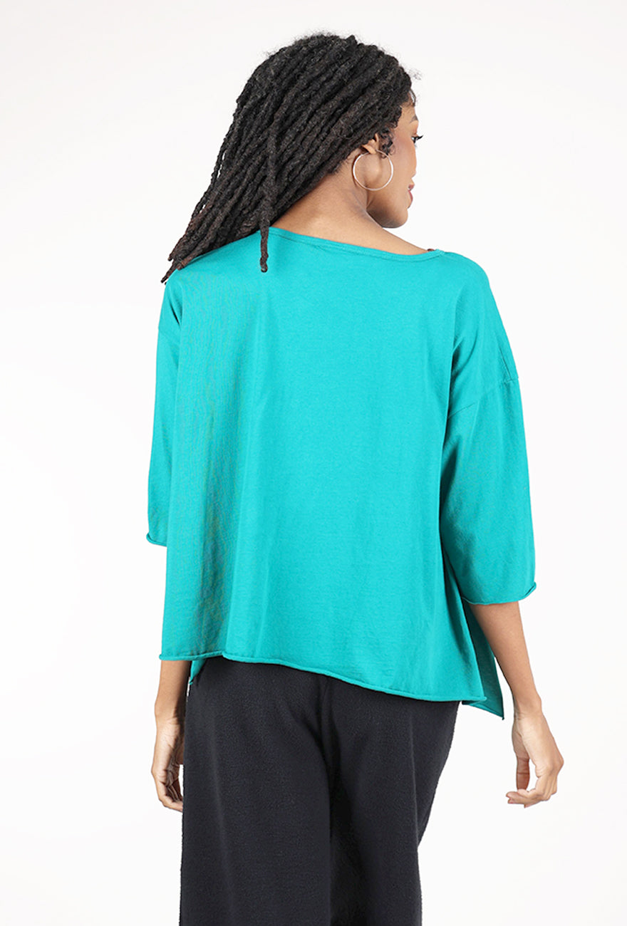M Square Curved Seaming Tee, Teal 