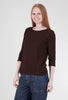 Cut Loose Frayed Stripe Boatneck Tee, Mahogany 