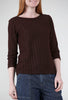 Cut Loose Frayed Stripe Boatneck Tee, Mahogany 