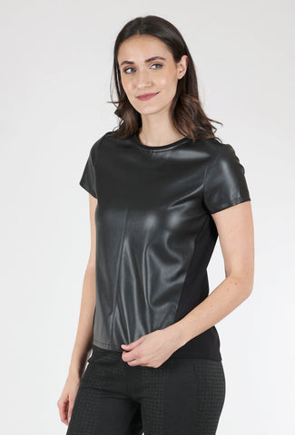 Peace of Cloth Noa Faux Leather Front Top, Black 