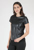 Peace of Cloth Noa Faux-Leather-Front Top, Black 