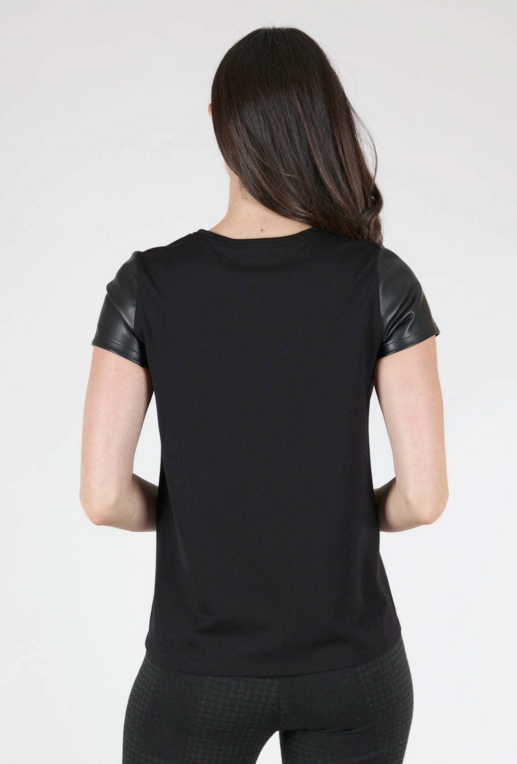 Peace of Cloth Noa Faux-Leather-Front Top, Black 