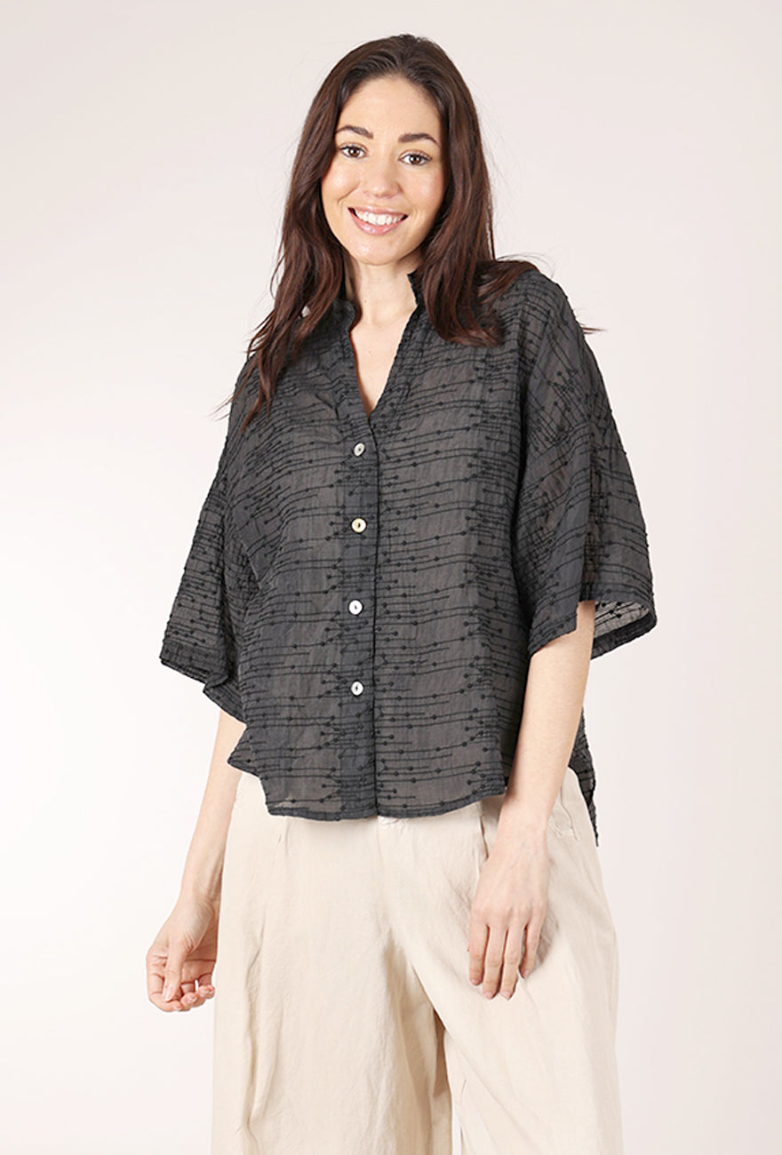 Blueberry Italia Ellie Embroidered Top, Black 