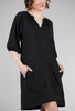 Lilla P 3/4-Sleeve Split-Neck Dress, Black 
