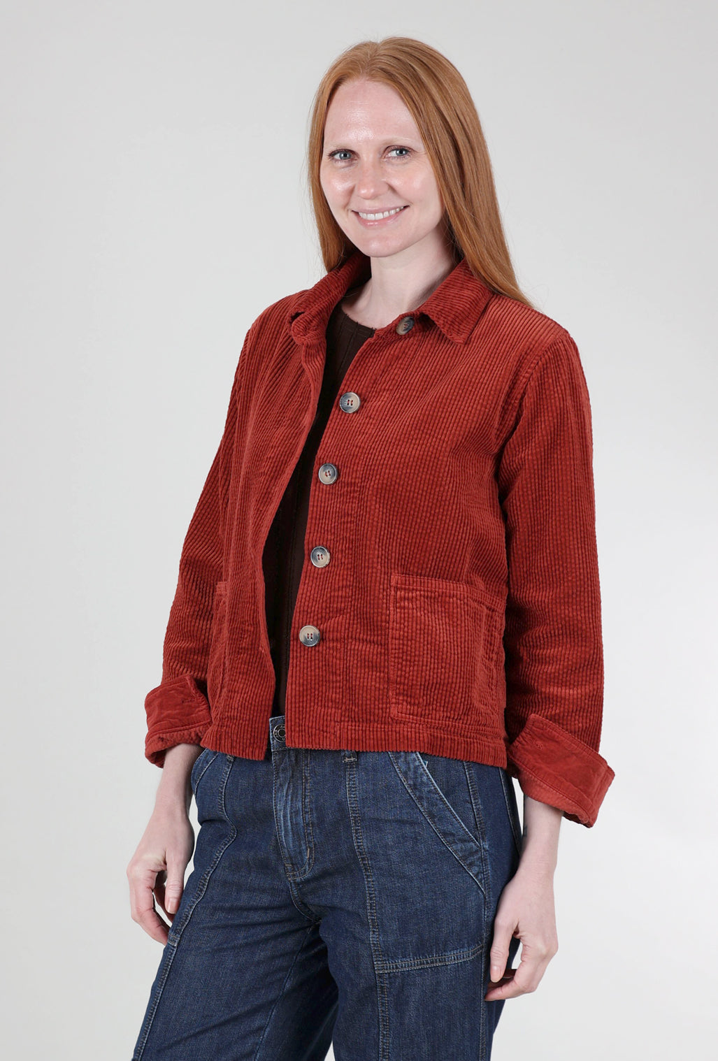 Cut Loose Luxe Cord Cropped Jacket, Cognac 