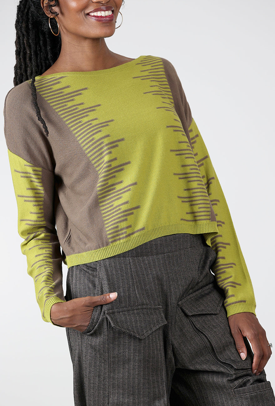 Cotton Thrive Sweater, Pea/Turtle Angle 4