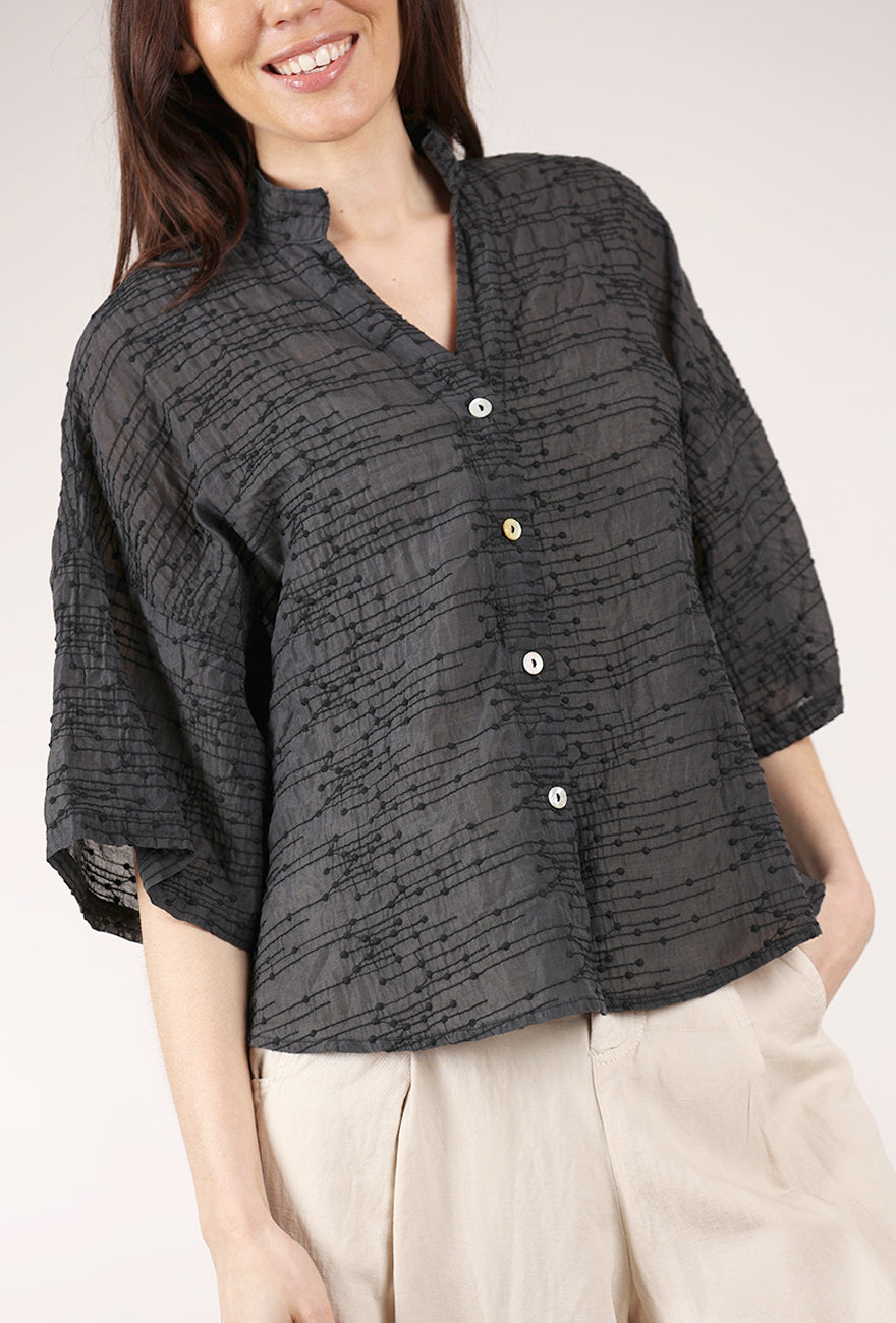 Blueberry Italia Ellie Embroidered Top, Black 