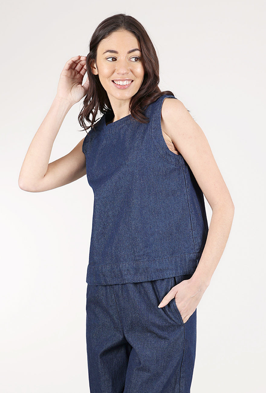 Cut Loose Denim Wide-Facing Shell, Laundered 