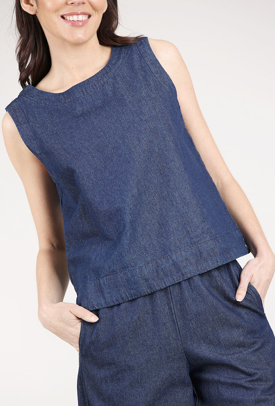 Cut Loose Denim Wide-Facing Shell, Laundered 