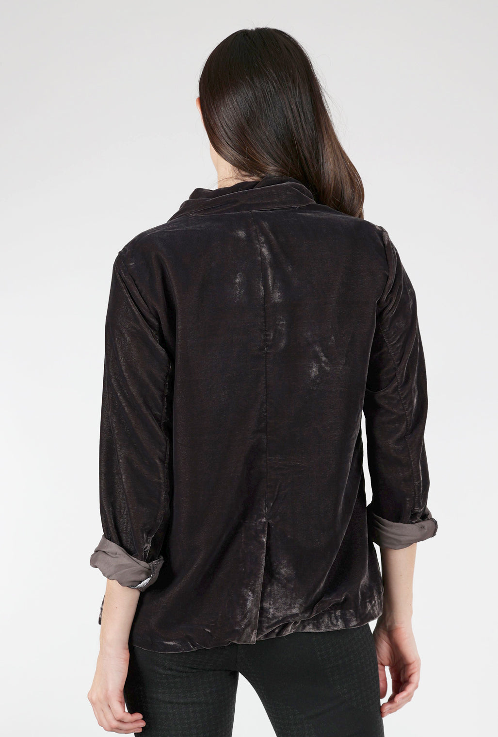 Kyla Seo Jasper Velvet Blazer, Charcoal 