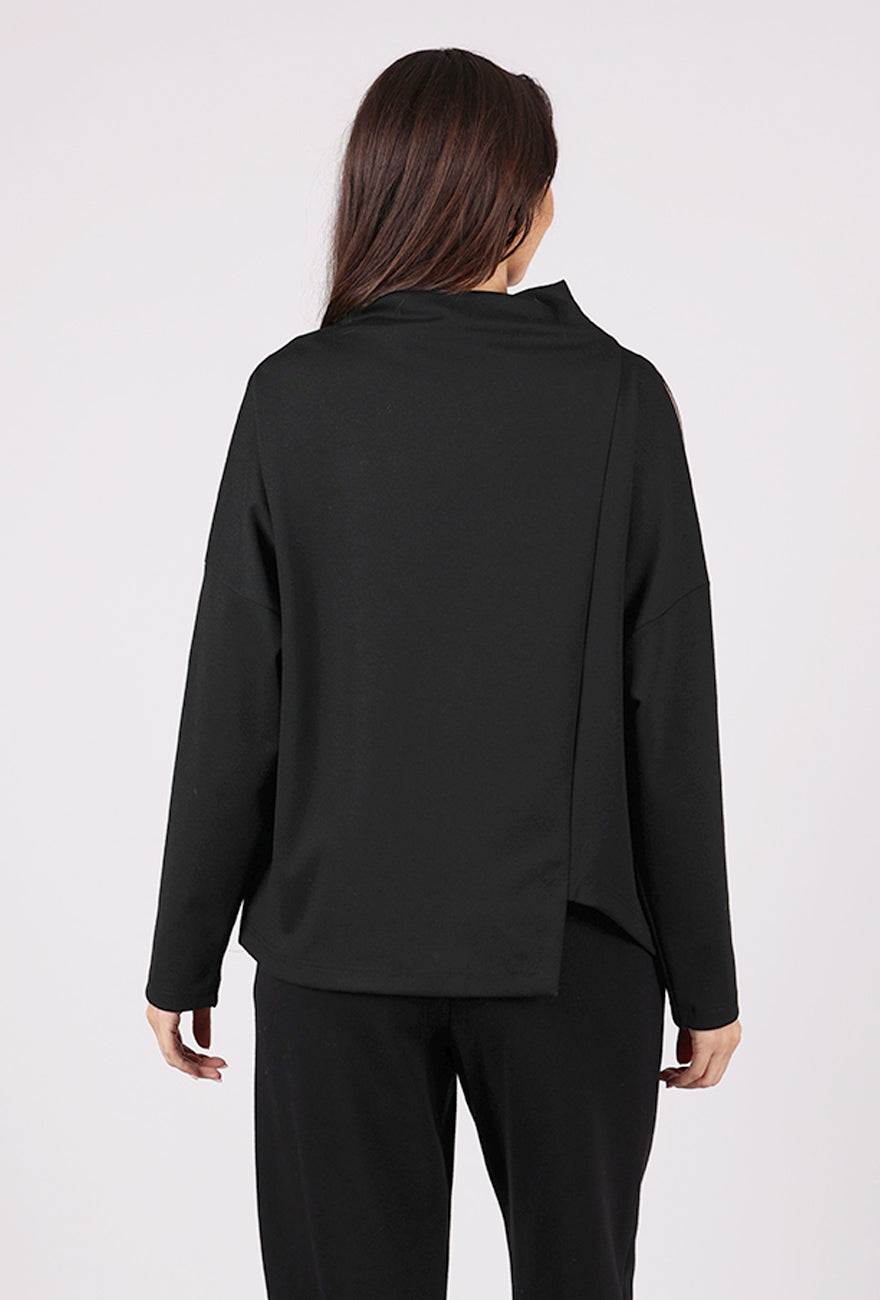 Alembika Contrast Inset Funnel Neck Top, Chocolate 