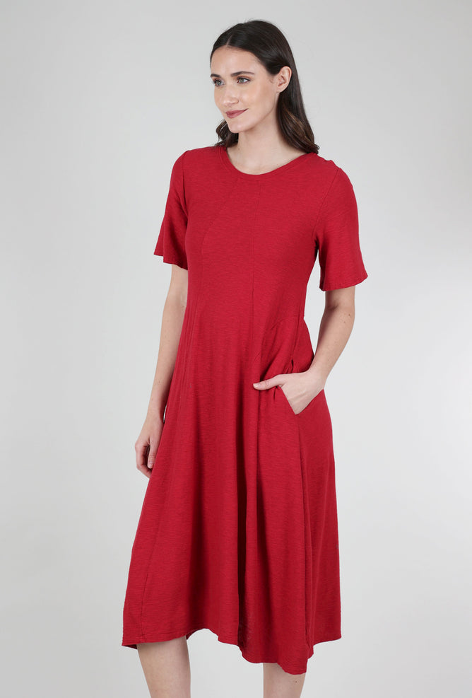 Cut Loose Seamed Midi Dress, Cardinal Red 