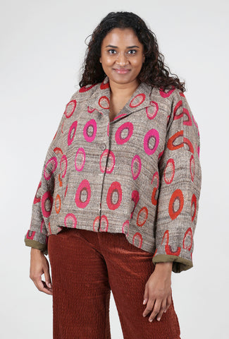 Neeru Kumar Wool Swing Annie Jacket, Khaki/Fuchsia 