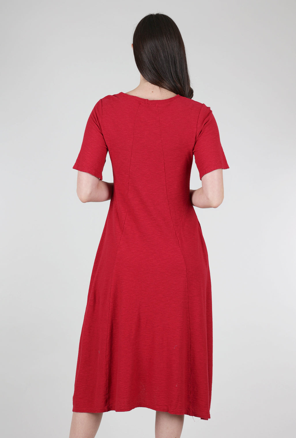 Cut Loose Seamed Midi Dress, Cardinal Red 