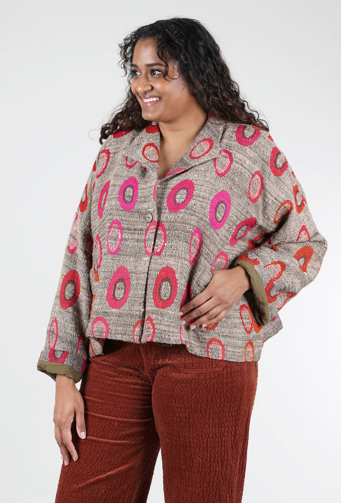 Neeru Kumar Wool Swing Annie Jacket, Khaki/Fuchsia 