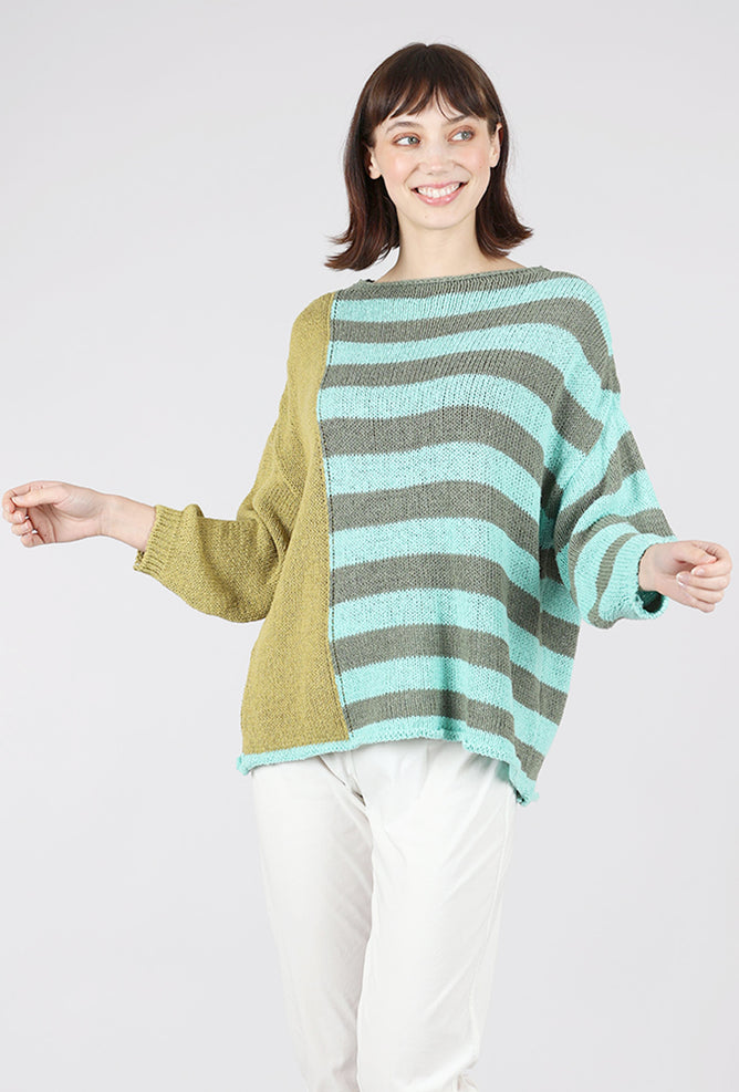 Alembika Barb Sweater, Turq/Mustard 