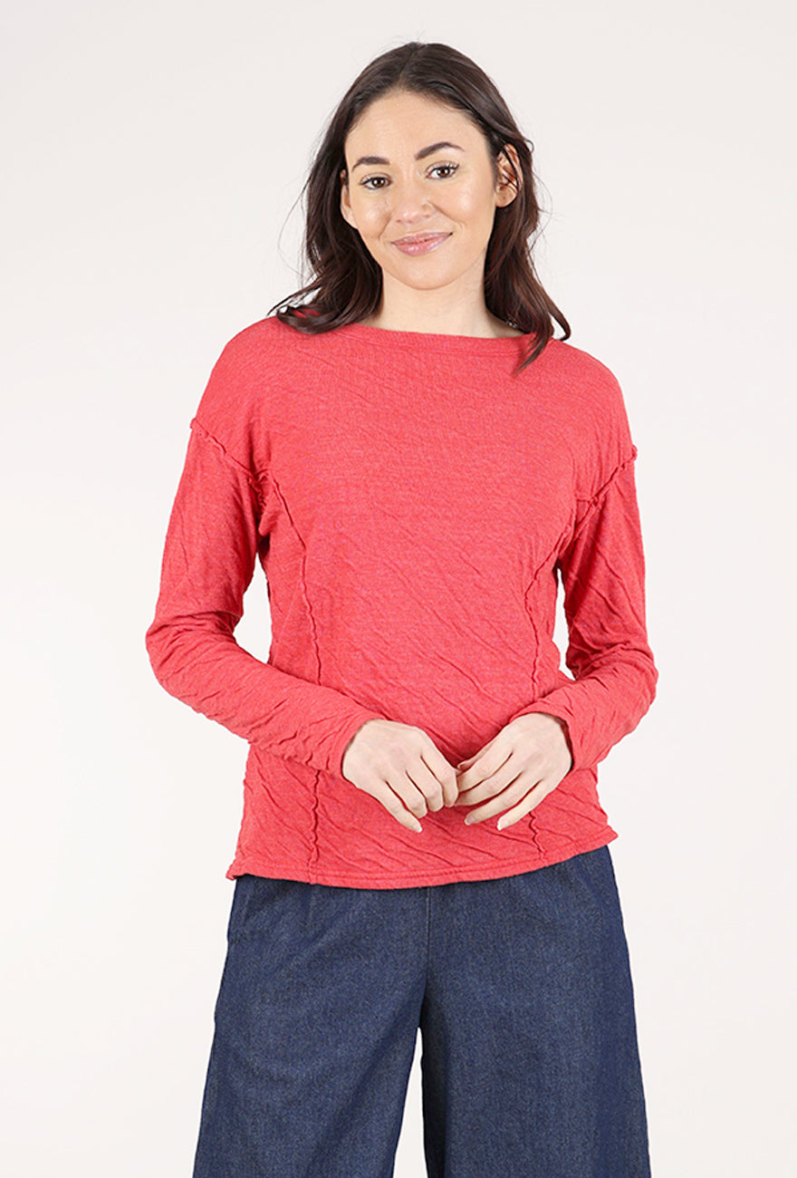 Cut Loose Double-Face Raw-Edge Top, Cherry 